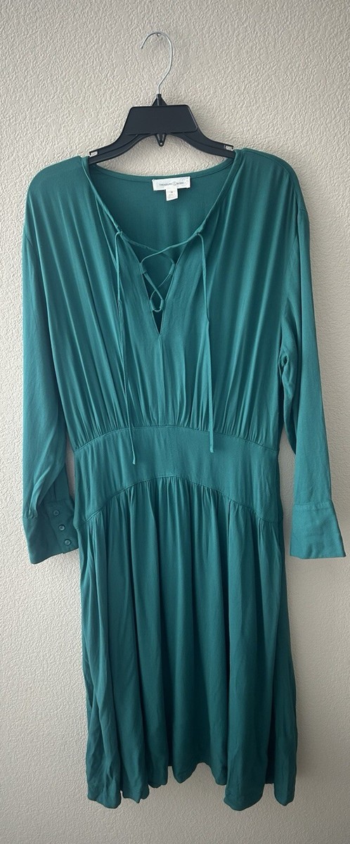 Treasure & Bond Lace Up Front Long Sleeve Midi Dress Green Medium Flowy NWOT | eBay Treasure & Bond Lace Up Front Long Sleeve Midi Dress Green Medium Flowy NWOT | eBay