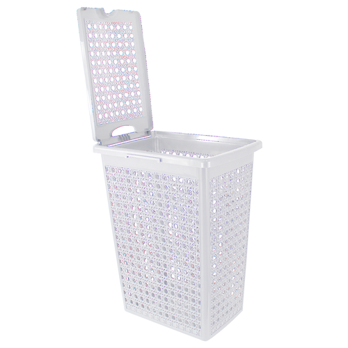 Laundry Washing Basket Hamper Storage Bathroom Linen Clothes Lid Rattan Plastic - Picture 3 of 5