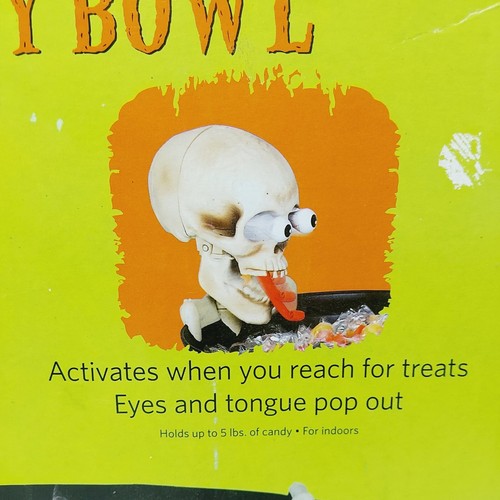 Animated Talking Skull Skeleton Halloween Candy Large Bowl Motion Activated Box - Picture 2 of 6