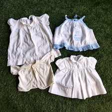 Vintage Baby Diaper Shirts Dresses Cotton Lightweight Infant Lot of 4
