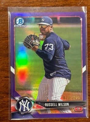 2018 Bowman Chrome #’d /250 Purple Refractor Russell Wilson Prospect #BCP-151