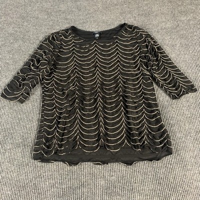 Notations Top Womens 2X Black Lined Stretch Short Sleeve Flow Blouse Comfort