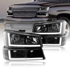 LED DRL Headlights Assembly Compatible with 2003 2004 2005 2006 Chevy Silverado