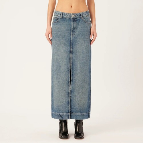NWT DL1961 Asra Maxi Denim Skirt Aged Mid Size 24 NEW - Picture 3 of 11