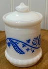 Vintage Hazel Atlas Milk Glass Container with Lid Sweet Pea Mustard Jam Jar