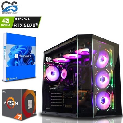 Gaming PC Ryzen 7 7800X3D RTX 5070 Ti 16GB 32GB DDR5 1TB NVMe SSD Win 11 WiFi