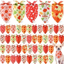 50 Pcs Fall Dog Bandanas Bulk for Dogs Soft Bibs Adjustable Triangle pet Band...