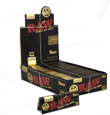 Black 1 1/4 Rolling Papers | 24 Packs of 50 Artisan Papers per Pack - so Thin Th