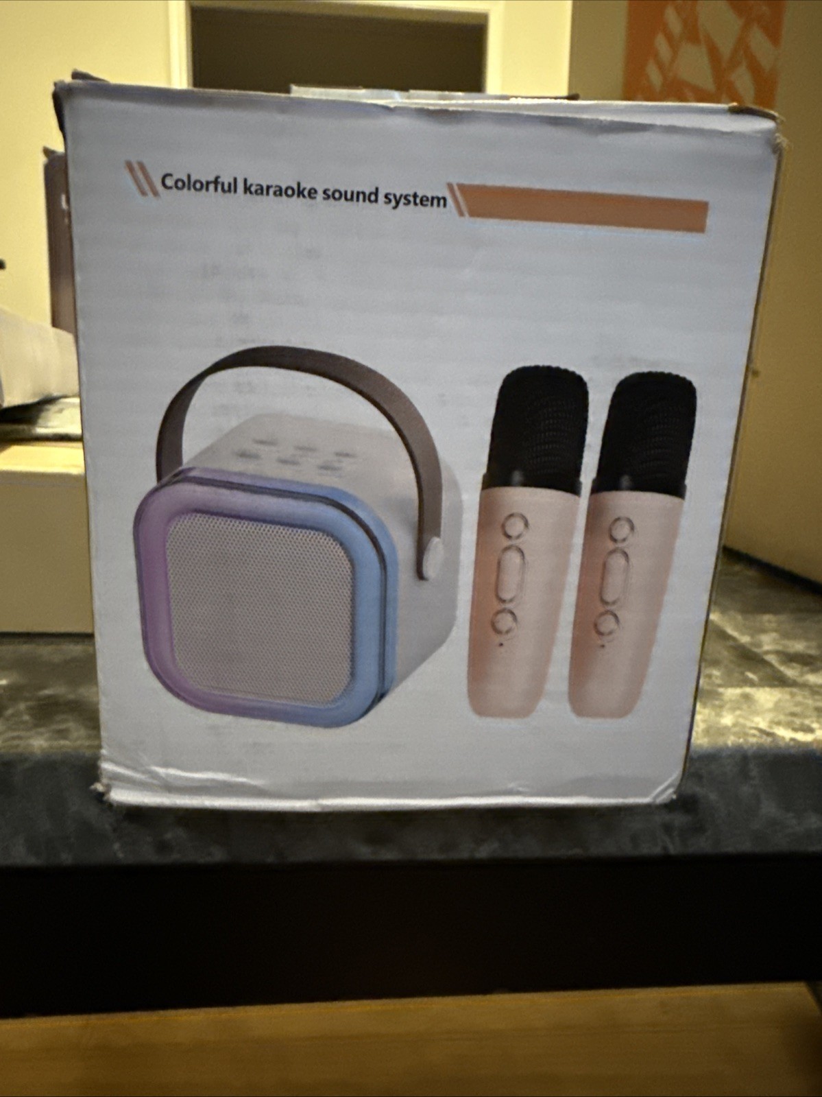 Portable Bluetooth Karaoke Machine PA System w/2 Mics, LED, Surround Sound
