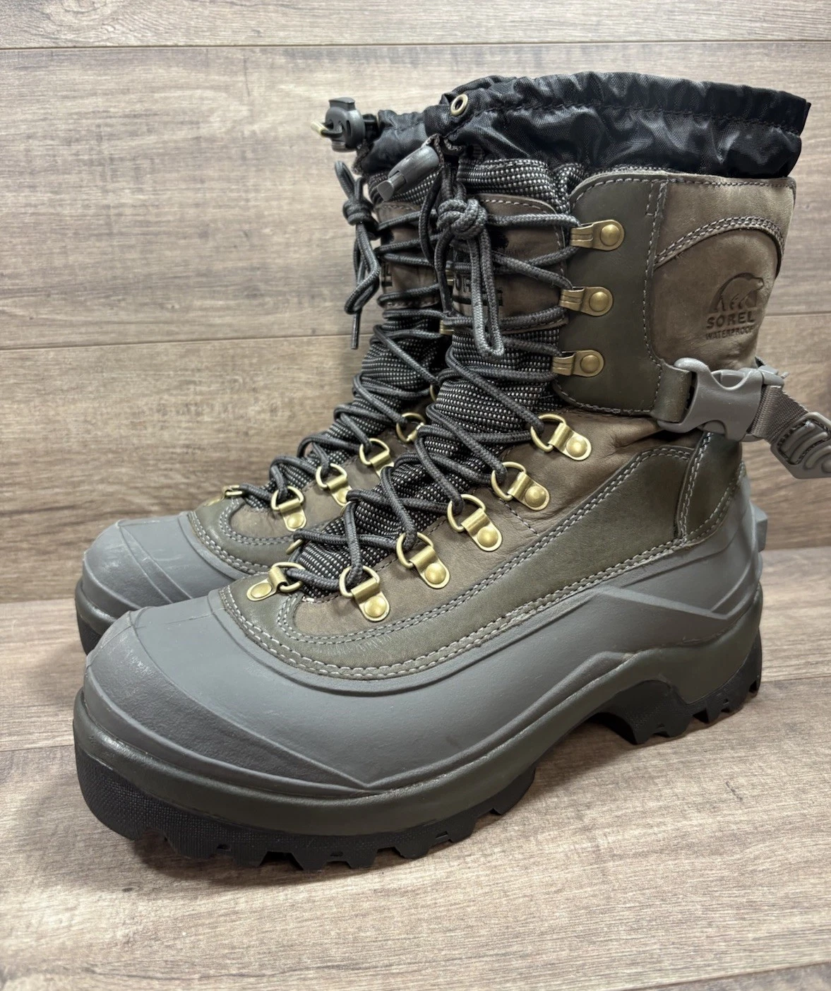 Sorel Conquest Snow Boots Gray NM1049-003 Waterproof Mens Size 10.5