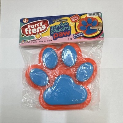 Furry Frens Jumbo Squishy Paw Tactile Squeeze Toy Blue & Orange