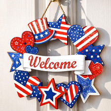 Wooden 4Th of July Decorations Patriotic Wreaths for Front Door Independence Day