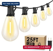 25FT LED Outdoor String Lights, 10 1 Edison S11 Dimmable Bulb Waterproof