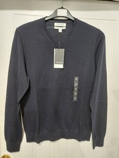 Image of Autograph Men's Dark Navy Pure Extra Fine Merino Wool V-Neck Jumper