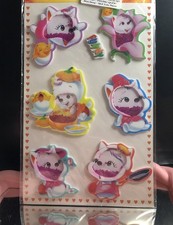 Kawaii Japan White Cat Kitten Capsule Puffy Large Sticker Sheet Vintage Htf