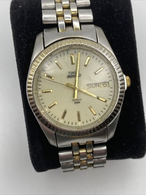 Timex President Watch Men 36mm Cream Dial Two Tone Daydate Indiglo New Battery