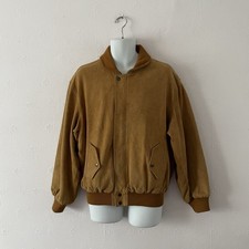 VINTAGE REDSKINS SUEDE LEATHER JACKET - L - TAN - ARMY CIVIL RETRO BOMBER