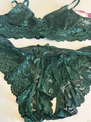 Avidlove Womens Lingerie Set 2 Pieces Bra Panty Sets Lace Green Size 2XL C279