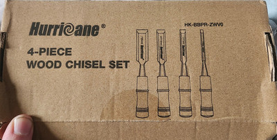 HURRICANE 4 Piece Wood Chisel Set for Woodworking. CR-V Steel Beveled Edge Blade