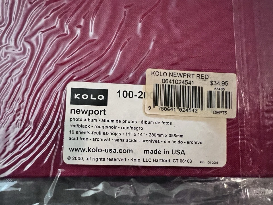"Nuevo álbum de fotos de lujo rojo Kolo Newport 10 hojas negras con bisagras de tela 11""x14""" Foto 4 de 4