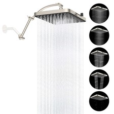13'' High Pressure Rainfall Square 5 Spray Mode Showerhead with 16" Shower Head