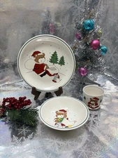 Home Beautiful Down The Chimney 3 pc Children Set CHRISTMAS HOLIDAY Plate Cup