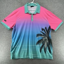 Sunday Swagger Golf Polo Shirt Men Size XXL Multicolor Palm Short Sleeve