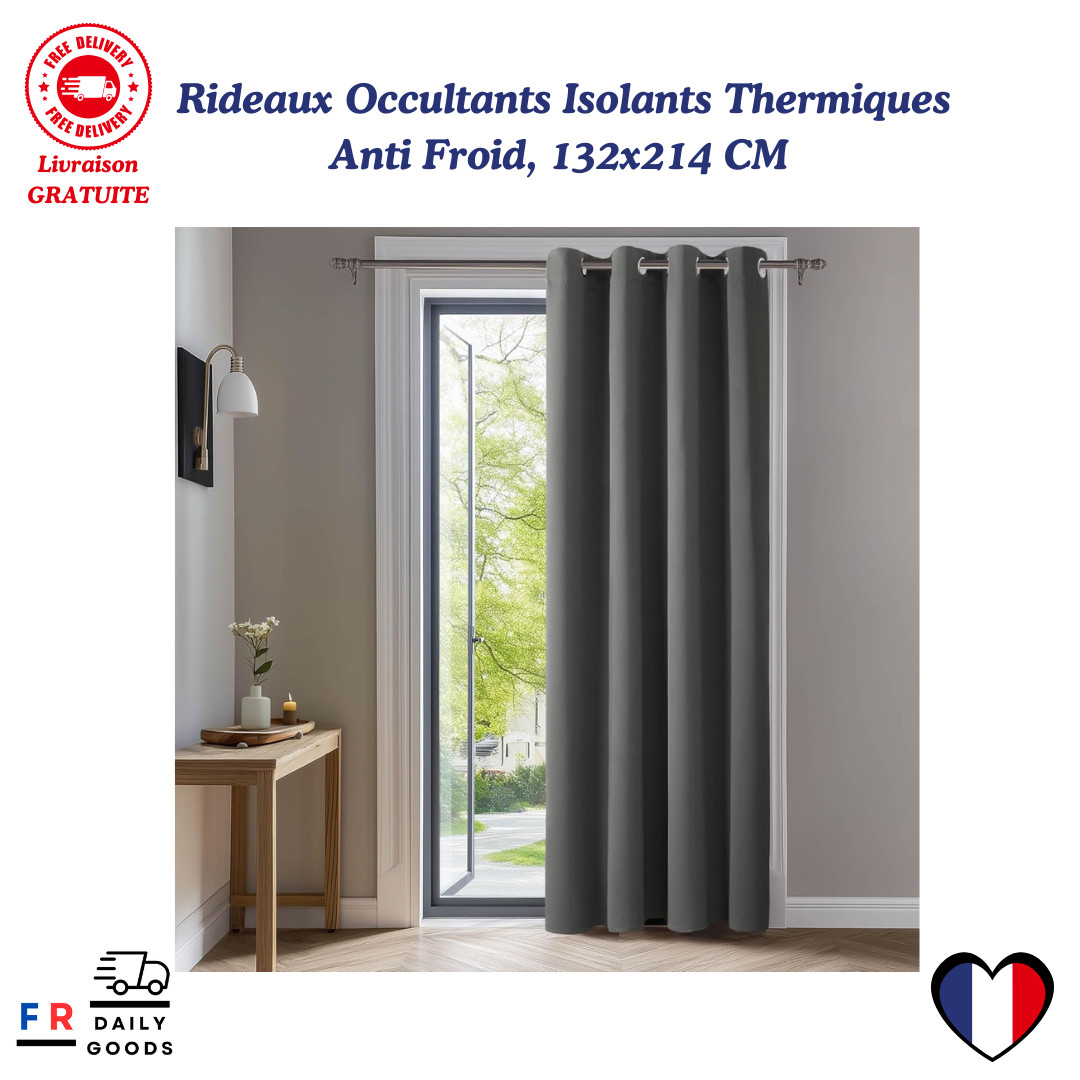 Rideaux occultants anti froid Deconovo gris 132x214cm pour une isolation thermique optimale