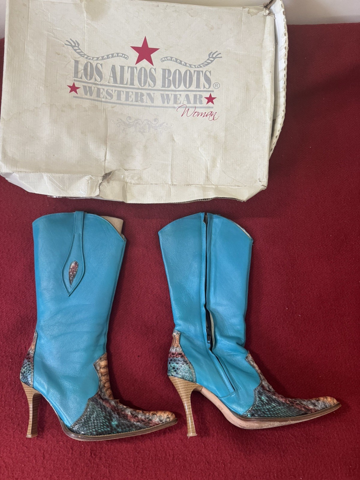 Los Altos Women’s Python Leather Western Boots Hi… - image 1