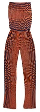 Geometric Blouson Elastic Top Jumpsuit Romper S Orange Navy