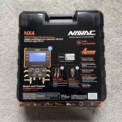#ad NAVAC NX4 NEXUS Digital Manifold Gauge 4 Valve Bluetooth Clamp Probes Black HVAC $549.99