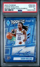 2023 PANINI PHOENIX ROOKIE SIGNS AUTO PURPLE #RSCWL CASON WALLACE 4/75 PSA 10