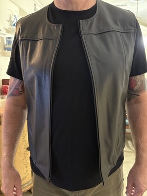 Mr. S Leather San Francisco hot BLACK  LEATHER VEST  Zipper Biker Athletic XXL