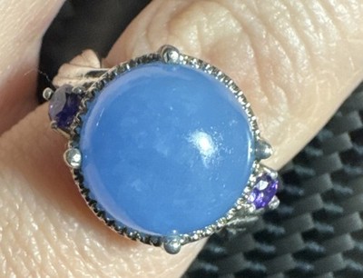 sts karis ring Blue Center Purple Accent Stones Vintage Retro Rare Best Offer