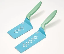 Kuhn Rikon Slice & Serve Knives Set of 2 with Sheaths K65363 NEW Dark Blue Sage