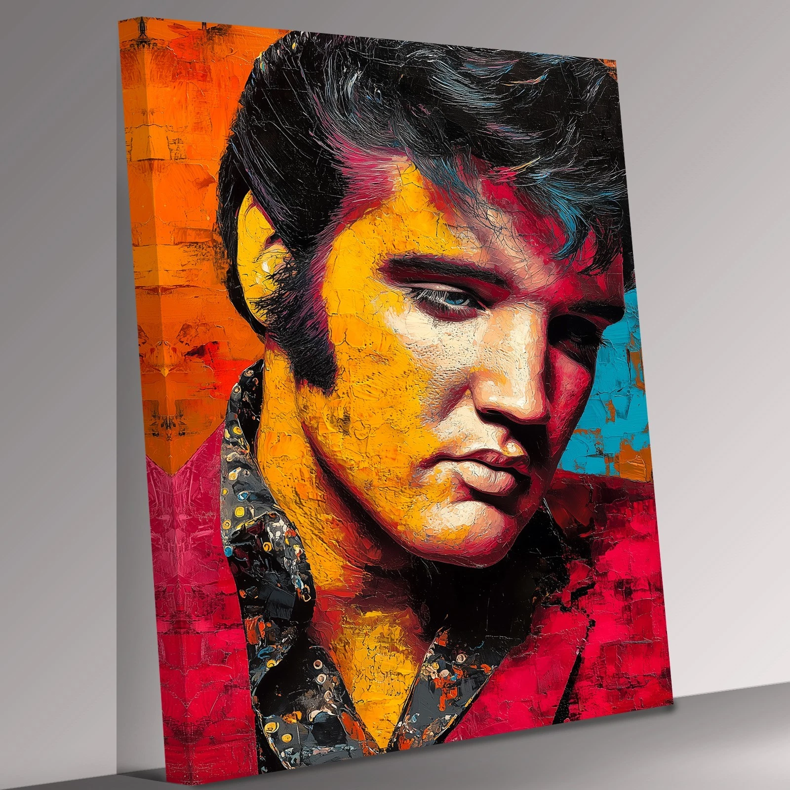 Elvis Presley Oil Textured Canvas Print Wall Art Picture