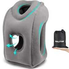 Maliton Inflatable Travel Pillow for Airplane Comfortable Sleeping to Relieve...
