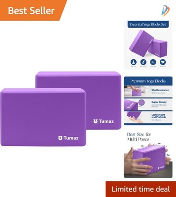 Essential Non-Slip Yoga Block Set - High Density Foam & Cork for Stability