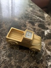 Elgin Quartz Gold Tone Collectible Truck Vehicle Desk Clock Unique Display Piece