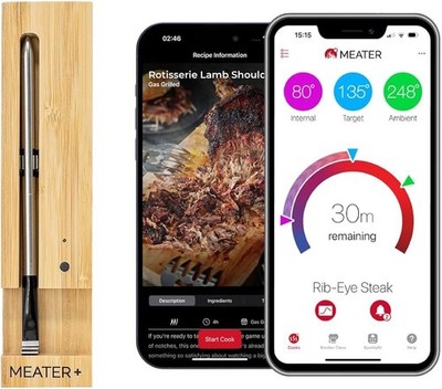 MEATER Plus Wireless App Connected Digital Meat Thermometer Stainless Steel
