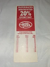 Vintage Hills Department Store Bookmark Rare Discount Dept. Retail Bookstore 