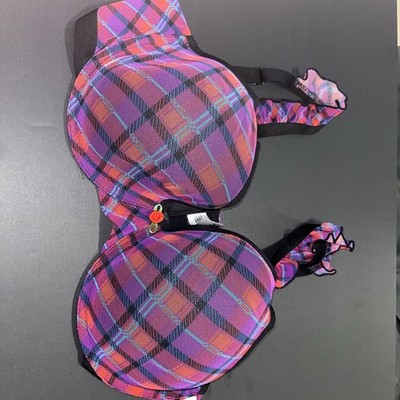 NWT~ Parade sz XL Silky Mesh Flutter Strap T-shirt Bra Pop Plaid Multicolor WW5