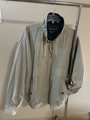 Trader Bay Men's Lightweight Windbreaker Jacket Beige Navy Blue Lining. LT 42-44