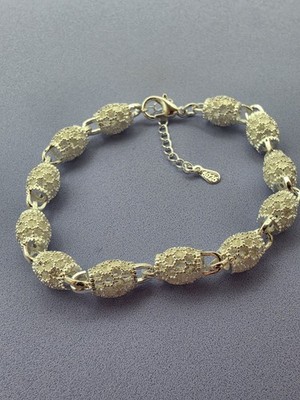 Armband Kette Fass strukturiert versilbert 925 Punze verstellbar Modeschmuck