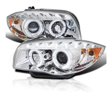 SPEC-D TUNING LED Dual Halo Chrome Projector Headlights RIGHT+LEFT PAIR