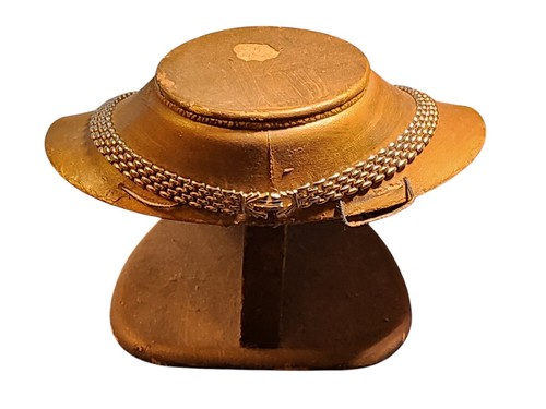Vintage Mid-Century Ribbon Pendant Necklace Gold Tone Chain 18" - Picture 6 of 9