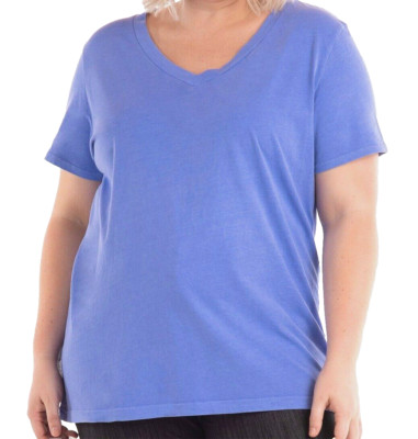 FRESH PRODUCE 1X Peri BLUE $42 Jersey Cotton V Neck SS Tee Top NWT New 1X