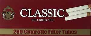 New Classic Red Full Flavor King Size 200 Tubes Per Box Tobacco Cigarette [2-Boxes].