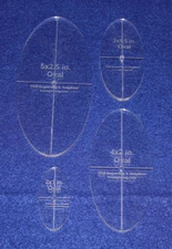 4 Piece Quilt Ovals Templates 1/4 " -2", 3", 4", 5" w/ Center Hole & Guidelines