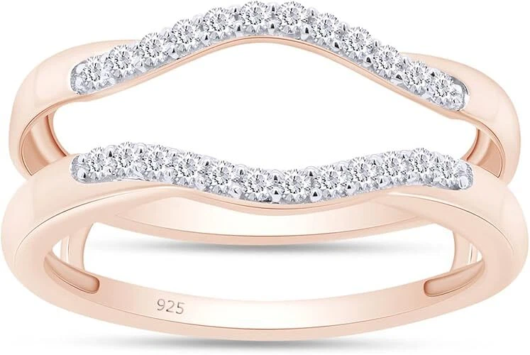 White Natural Diamond Enhancer Guard Wrap 14k Gold Over Sterling Silve - Image 4 of 4